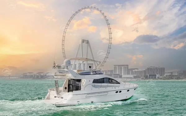 Front Angle of Enterprise Yacht – 48 FT Dubai Charter
